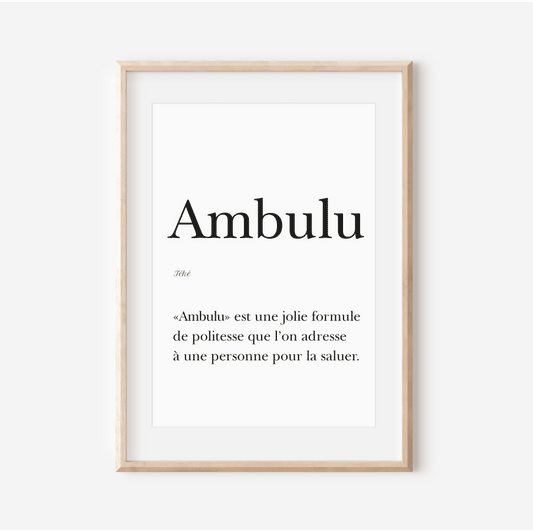 Affiche "Ambulu" - Bonjour en Téké