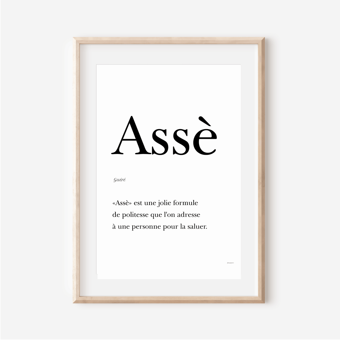"Assè" poster - Greeting in Guéré