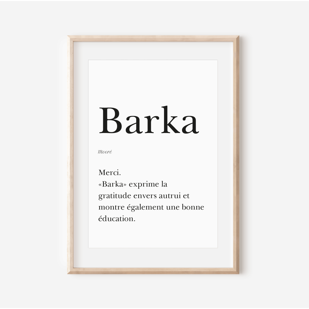 Merci en Mooré - Affiche "Barka"