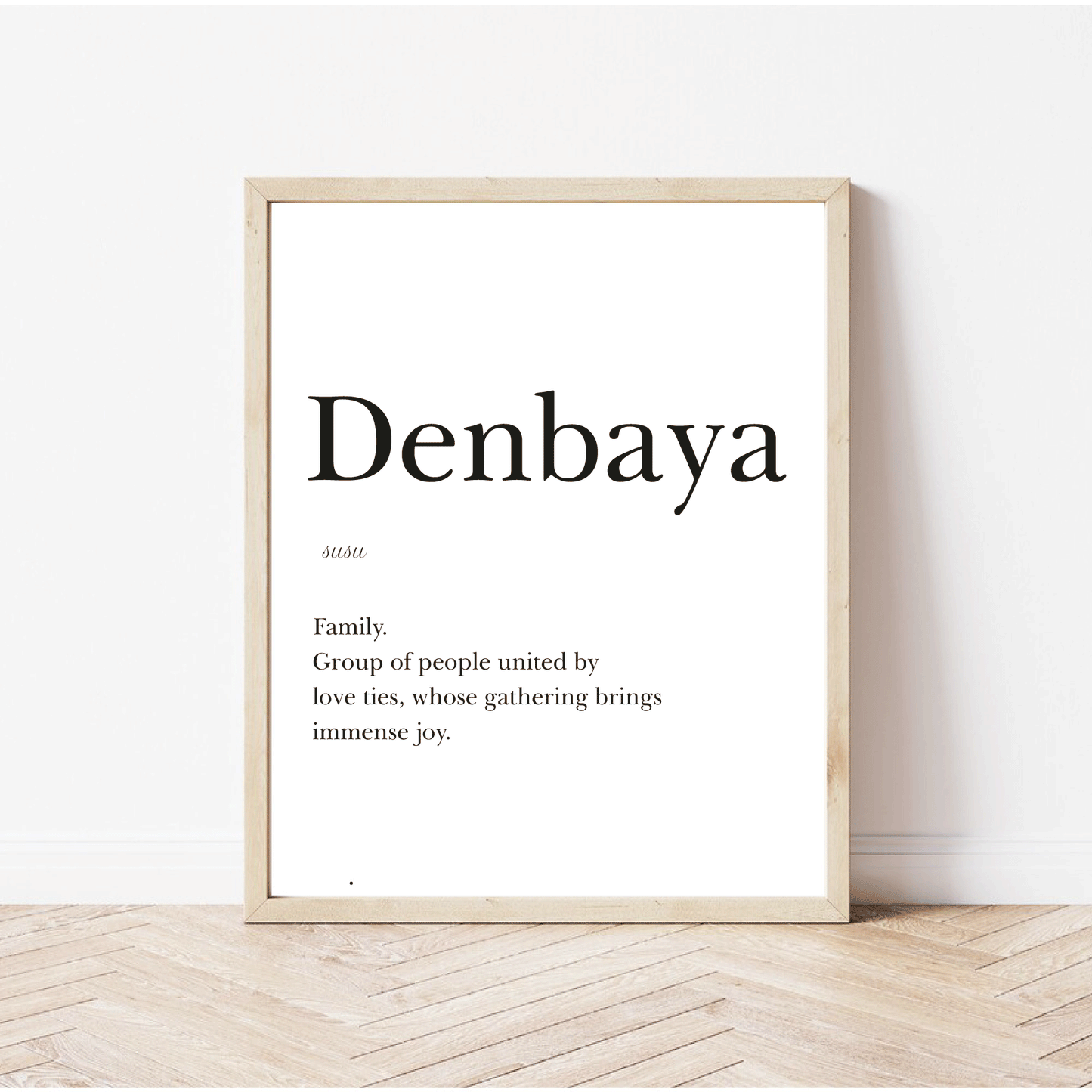 Family in Susu, "Denbaya", English text - 30x40 cm