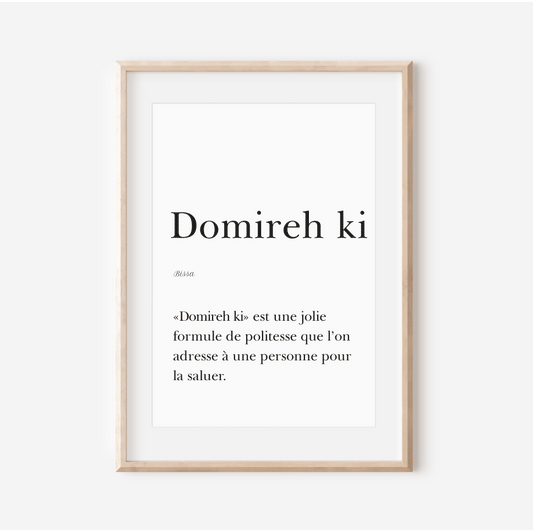 Affiche "Domireh ki" - Bonjour en Bissa