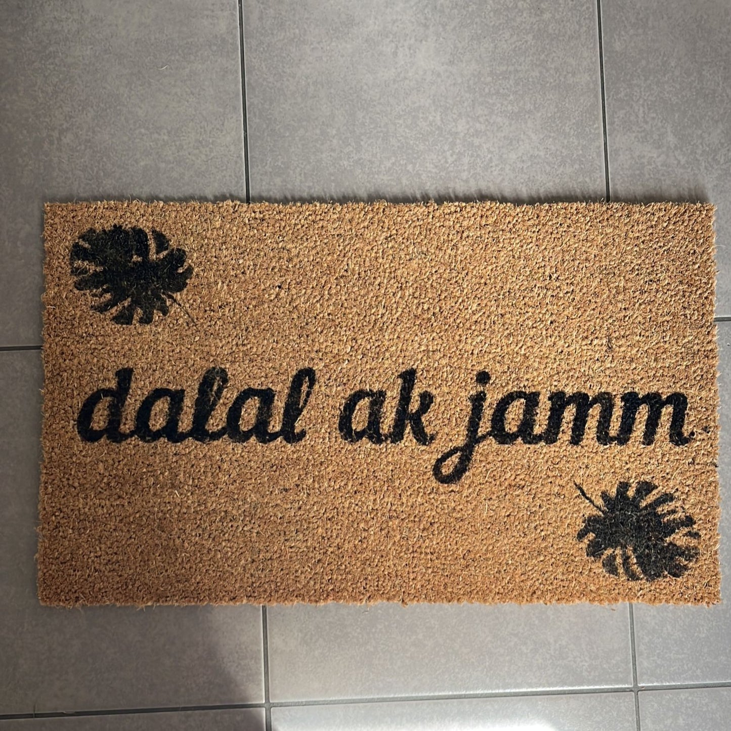 "Dalal ak jamm" door mat- "Welcome" in Wolof