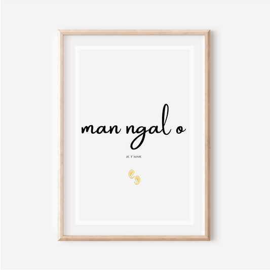 Poster "I love you" in Manjak - "Man ngal o" - 30x40 cm
