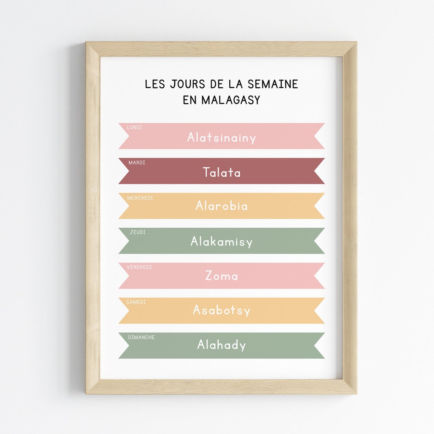 Days of the week in Lingala - Poster 30x40 cm - Children's Decor Poster