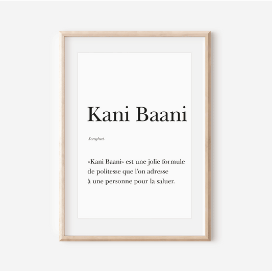 Poster "Kani Baani" - "Hello" in Songhai