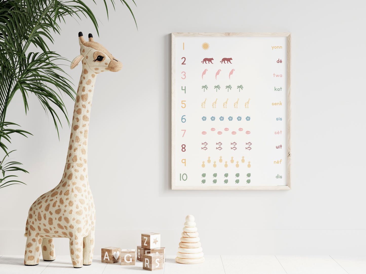 Counting in West Indian Creole - Poster 30x40 cm - Children's Decoration Poster