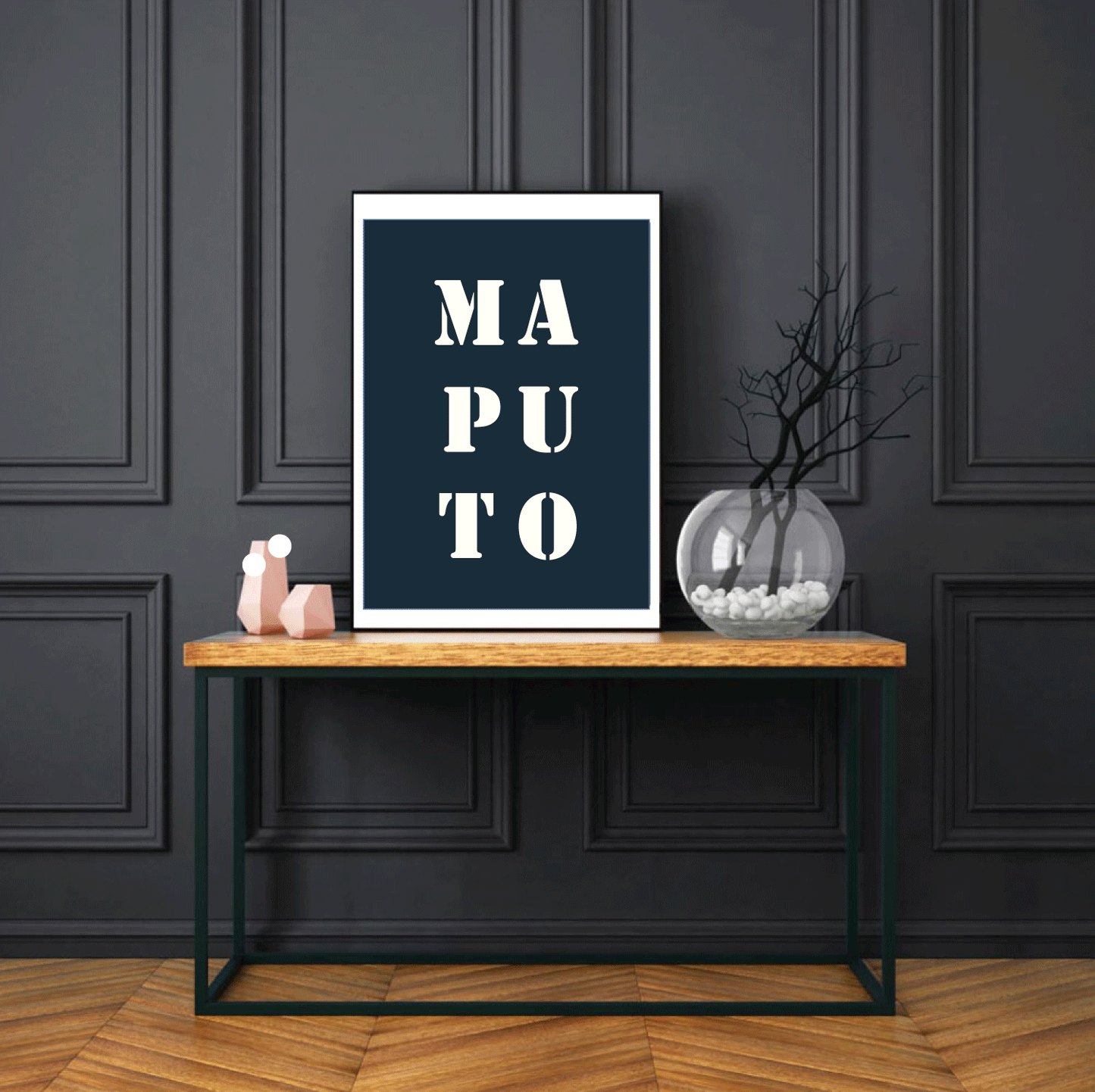 Affiche "Maputo" bleu nuit