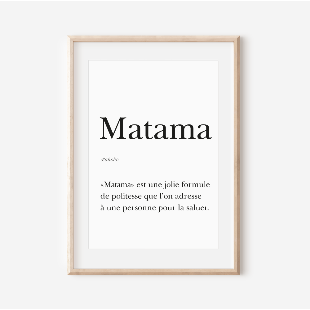 Affiche "Matama" - Salutation en Bakoko
