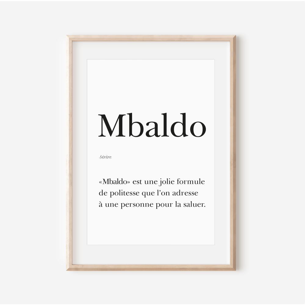 Affiche "Mbaldo" - "Bonjour" en Sérère