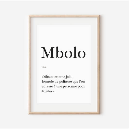 Poster "Mbolo" - Hello in Bulu