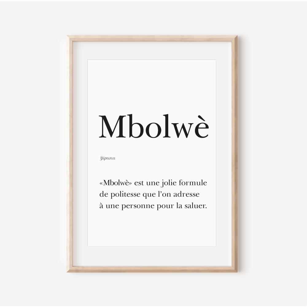 Affiche "Mbolwè" - Bonjour en Yipunu