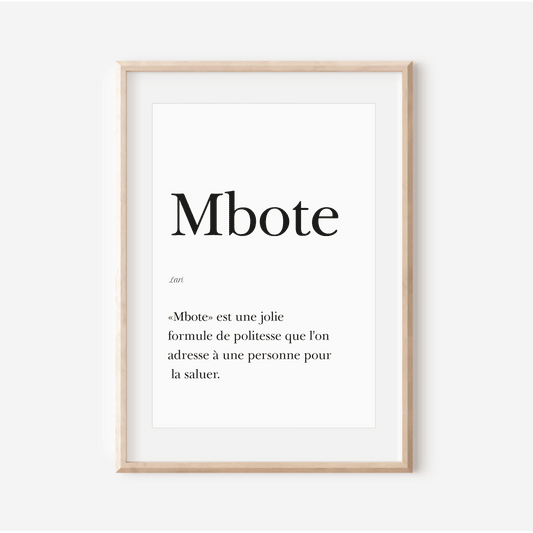 Poster "Mbote" - Hello in Lari