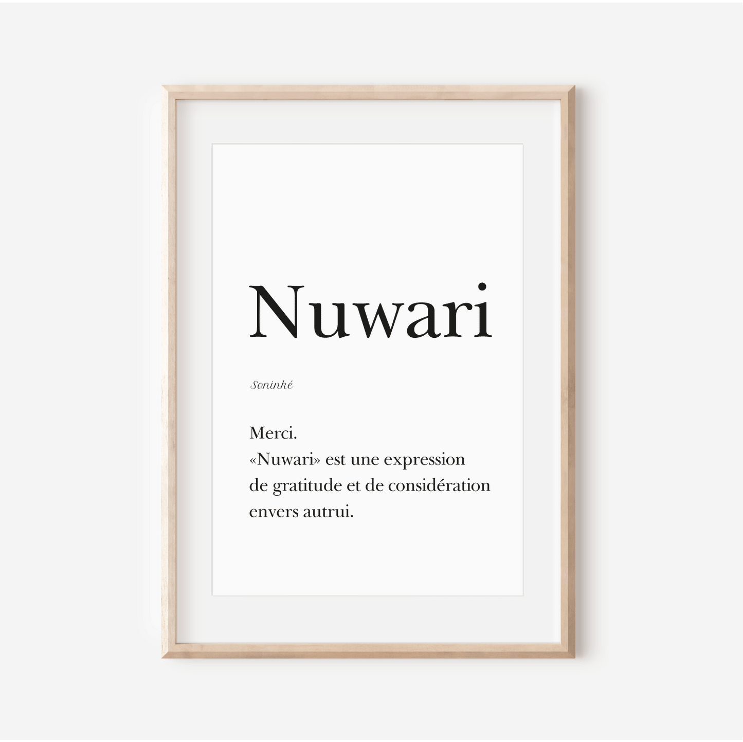 Merci en Soninké - Affiche "Nuwari" - 30x40 cm