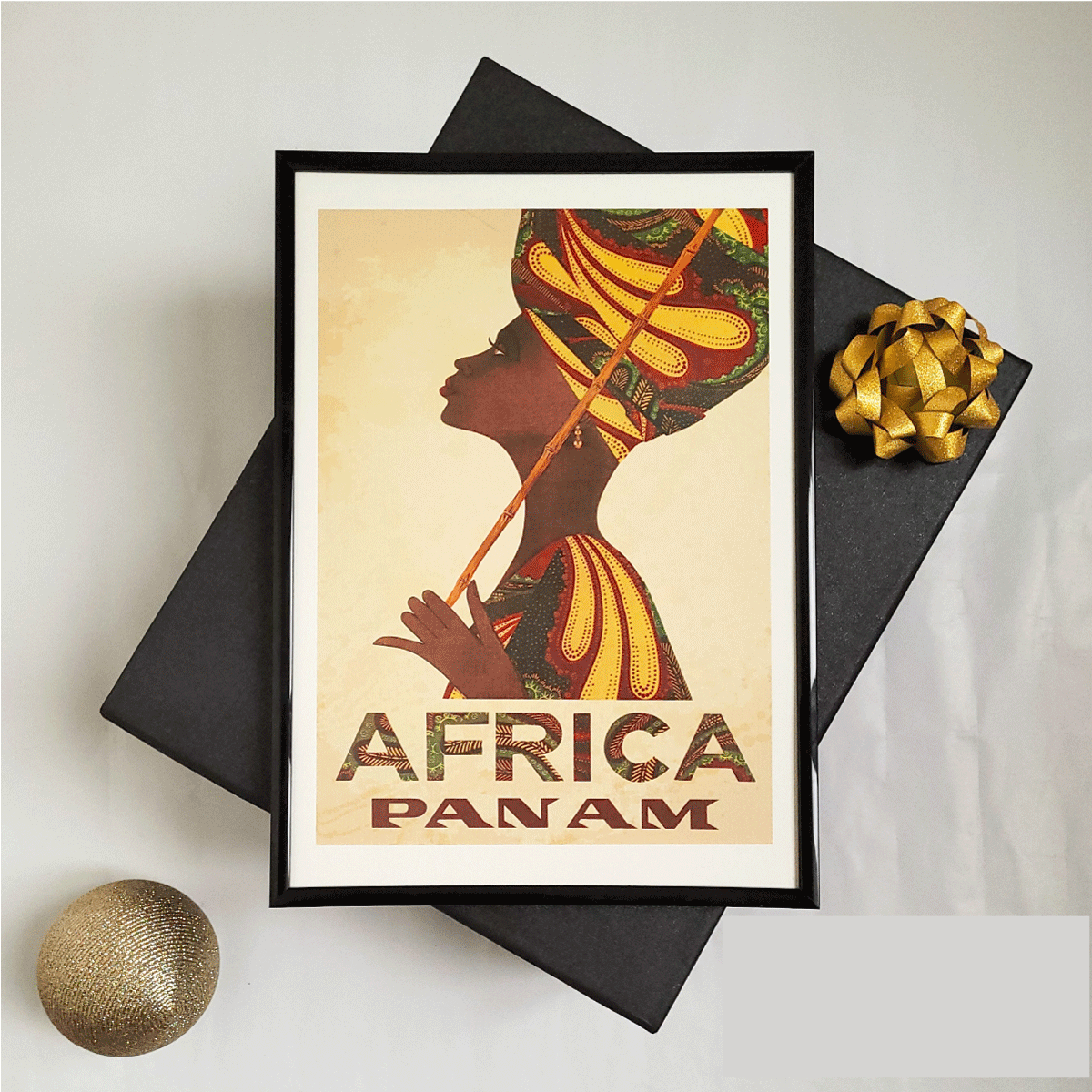Affiche encadrée  "Africa" Vintage- Pan American World Airways - 21x30 cm