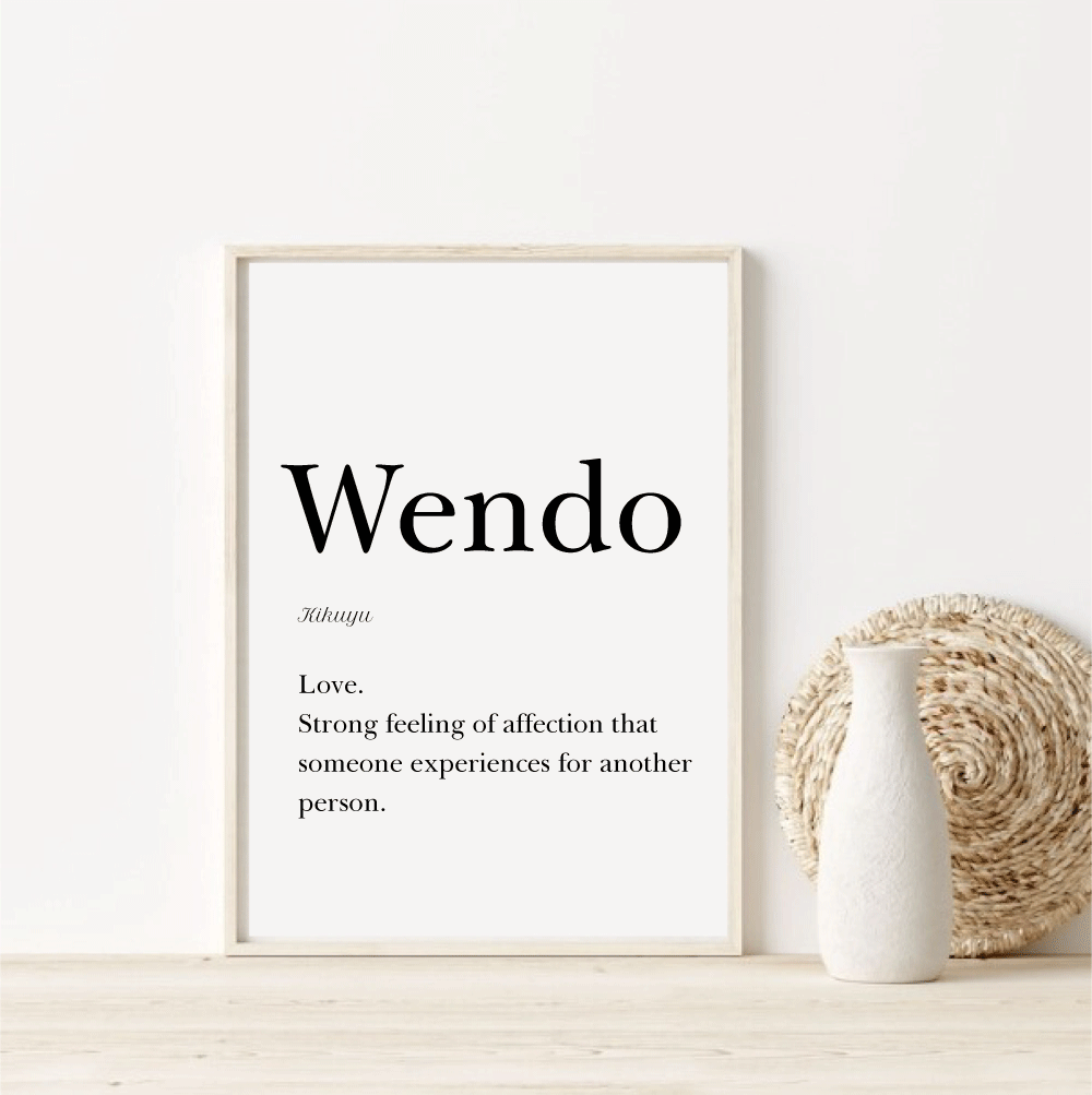 "Wendo" definition poster - Love in Kikuyu - 30x40 cm, 12"x16"