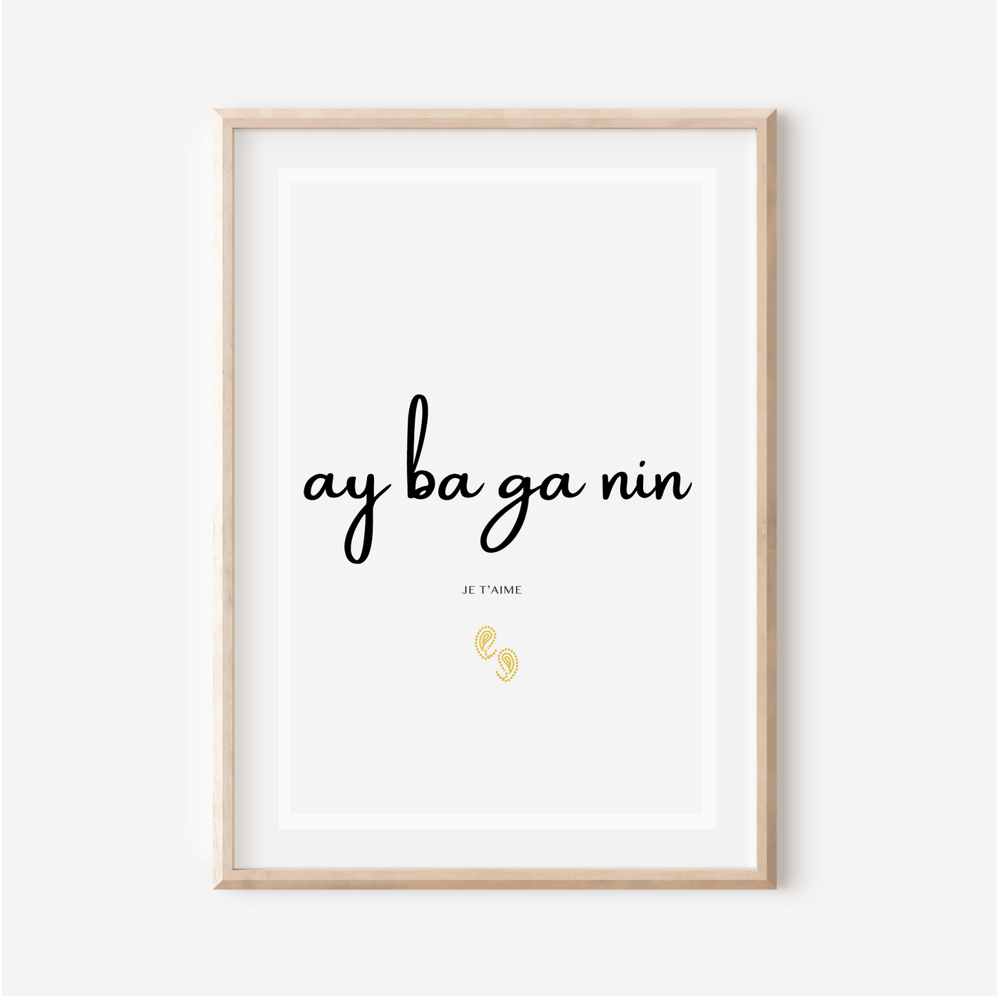 Affiche "Je t aime" en Songhai - "Ay ga ba nin" - 30x40 cm