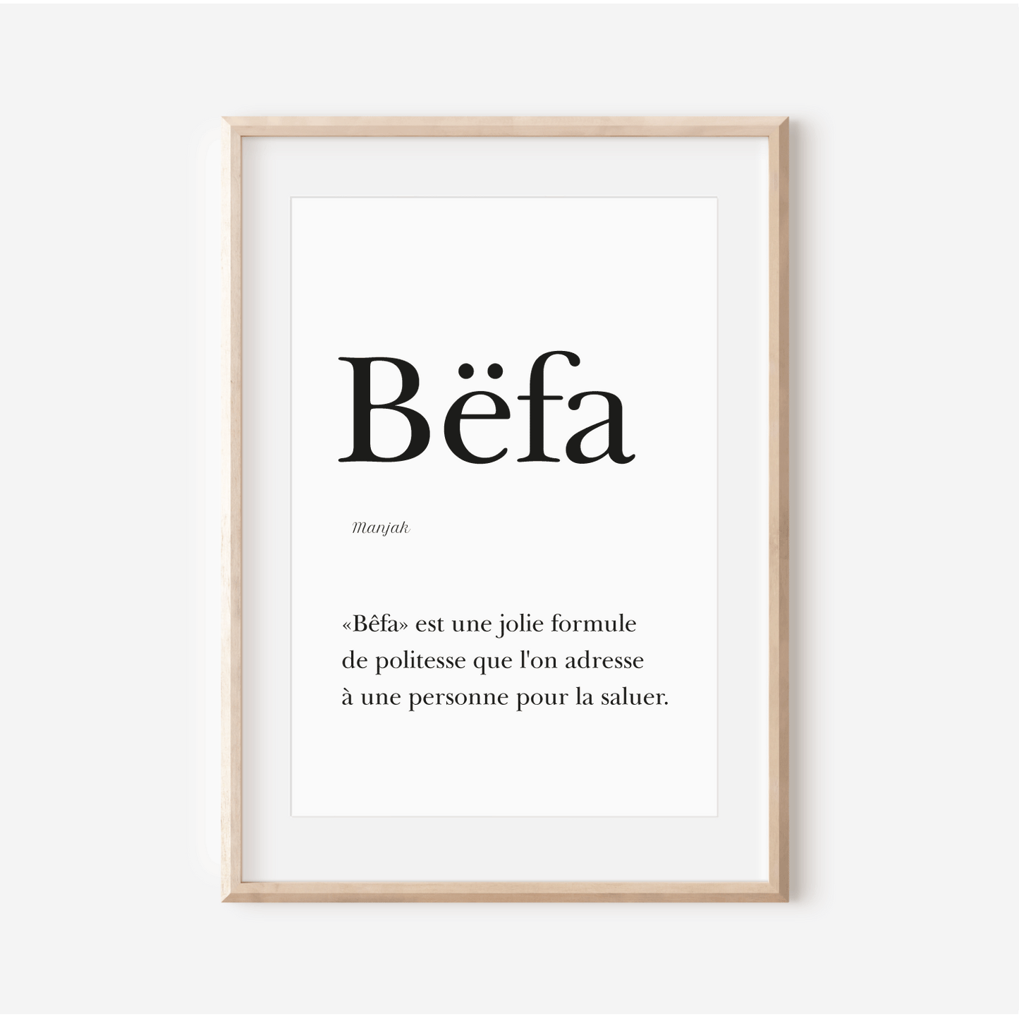 "Bëfa" poster - Greeting in Manjak