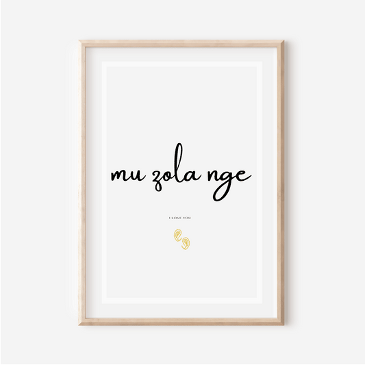 "I love you" in Kikongo - "Mu zola nge" print - 30x40 cm