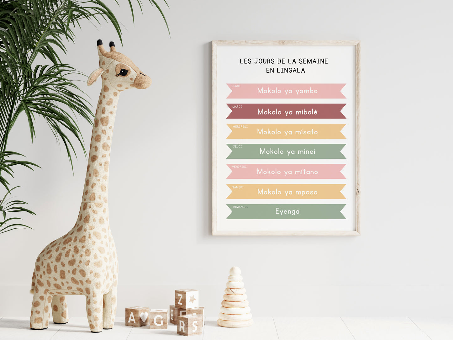 Days of the week in Lingala - Poster 30x40 cm - Children's Decor Poster