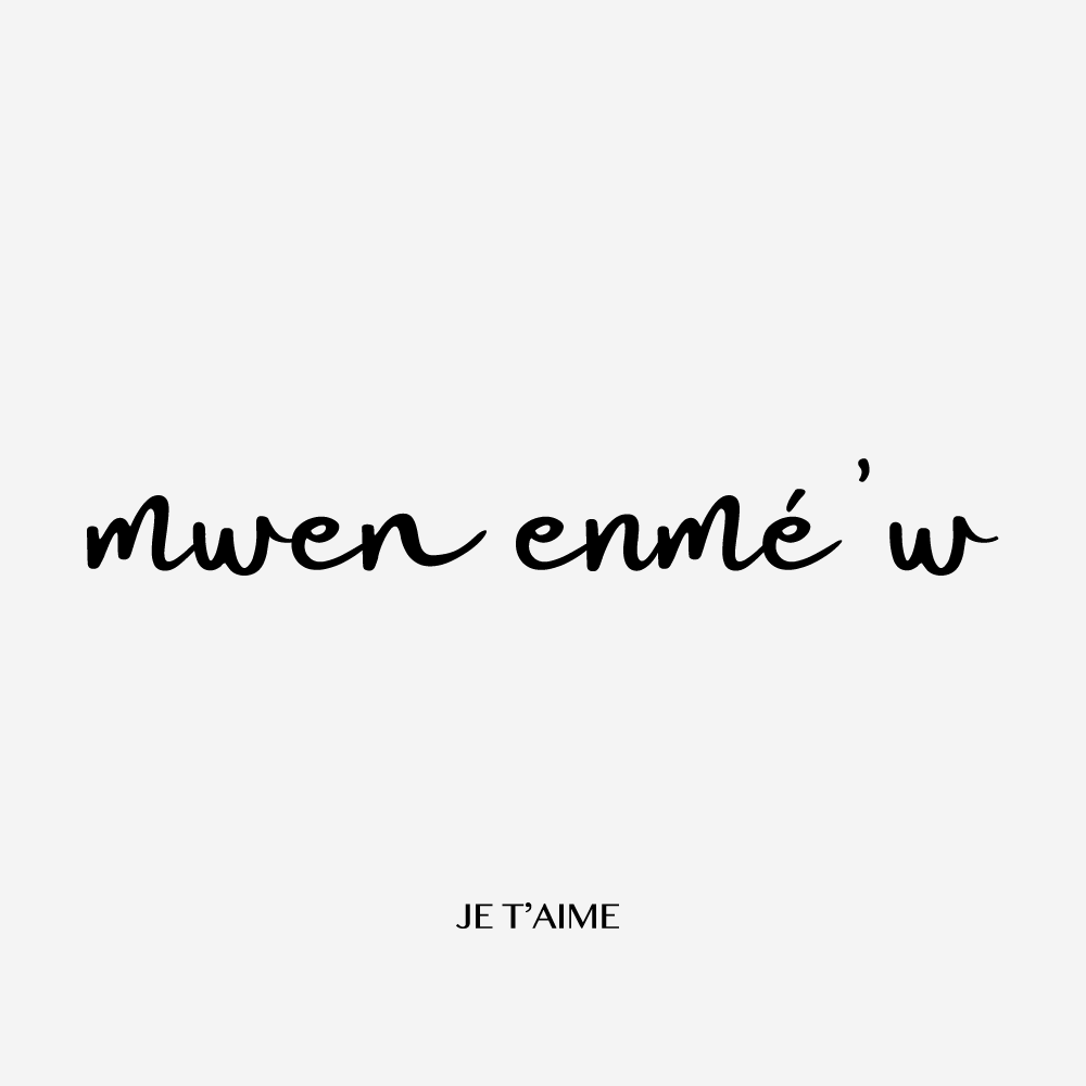 Affiche "Je t'aime" en Créole Antillais - "Mwen enmé'w" - 30x40 cm