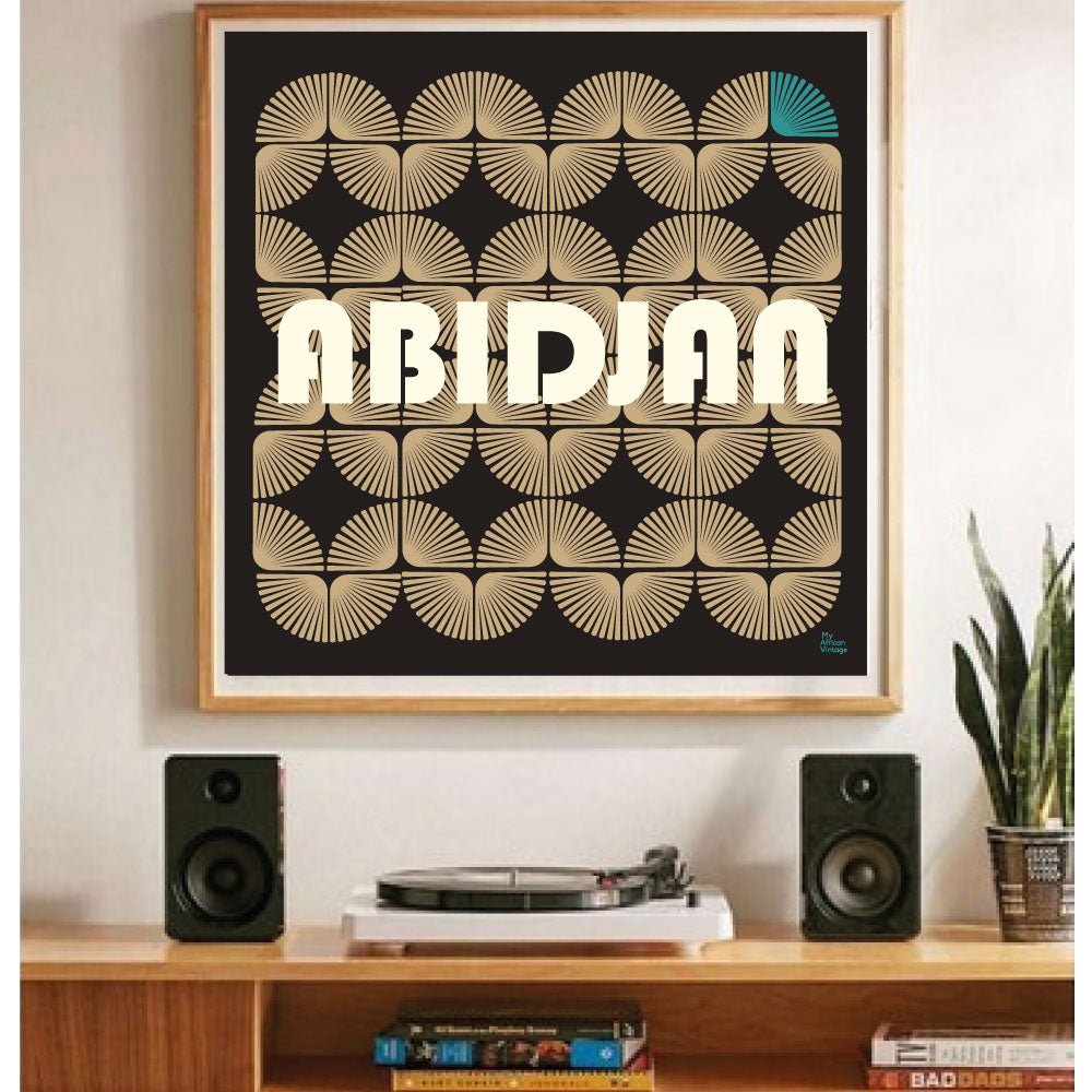"Abidjan" Retro style poster - "My African Vintage"  collection