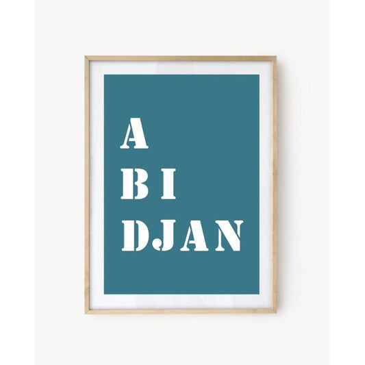 Affiche "Abidjan" bleu turquoise