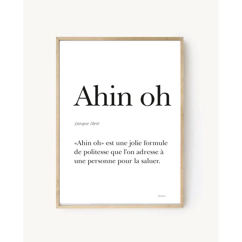 Affiche "Ahin oh " - "Bonjour" en Ebrié