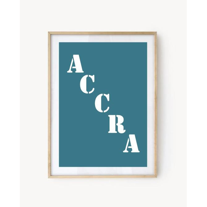 Affiche "Accra" bleu turquoise