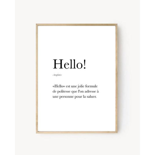 Affiche Bonjour en Anglais - "Hello"