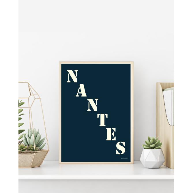 Affiche "Nantes" bleu nuit