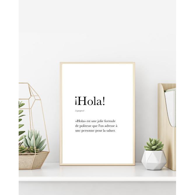 Affiche Bonjour en Espagnol - "Hola"