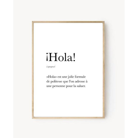 Affiche Bonjour en Espagnol - "Hola"