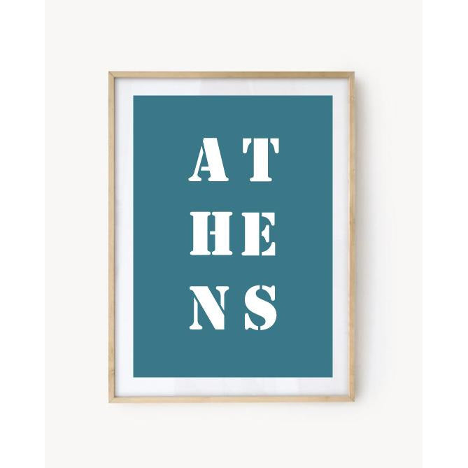 "Athens" poster - Turquoise Blue