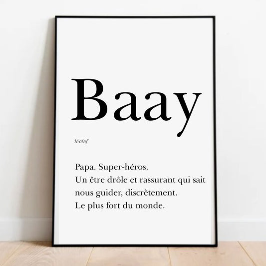 Affiche Papa en Wolof, "Baay" - 30x40 cm