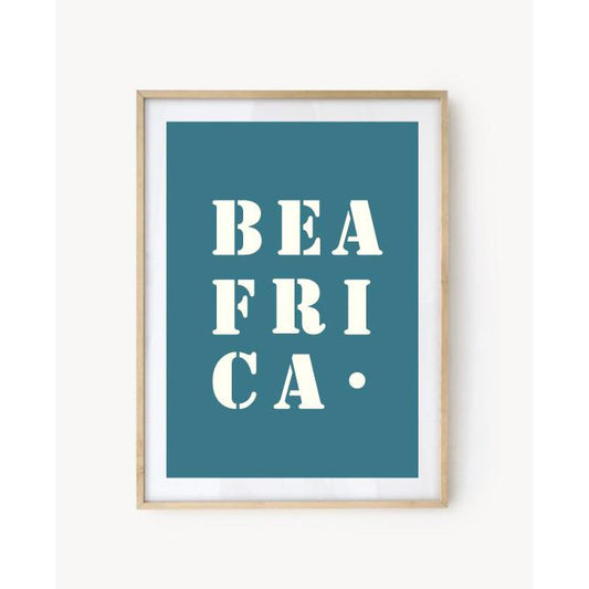 Affiche "Beafrica" bleu turquoise