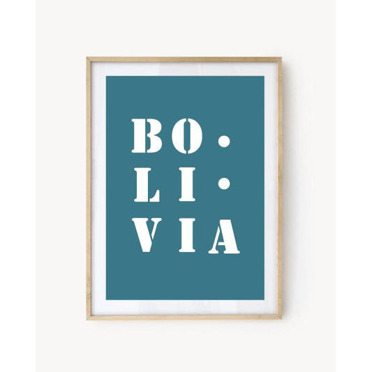 Affiche "Bolivie" bleu turquoise