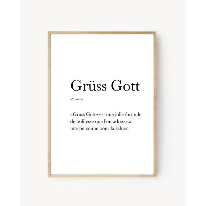 Affiche Bonjour en Bavarois - "Grüss Gott"
