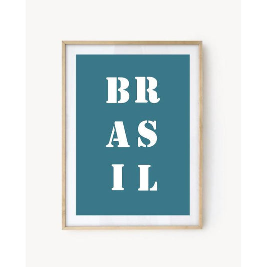 "Brazil" poster -Turquoise Blue
