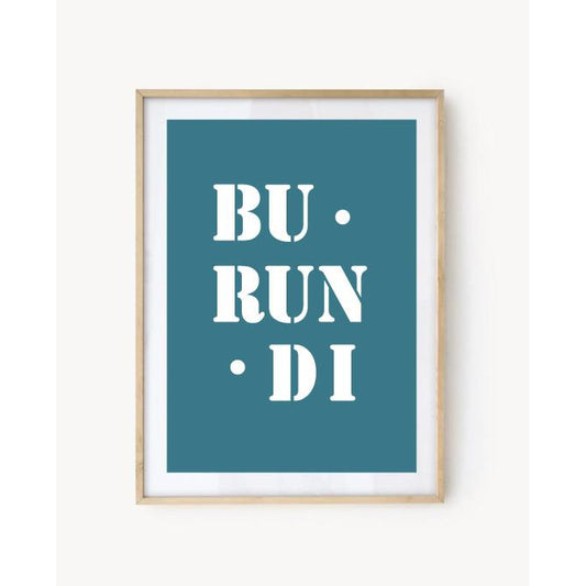 Affiche "Burundi" bleu turquoise