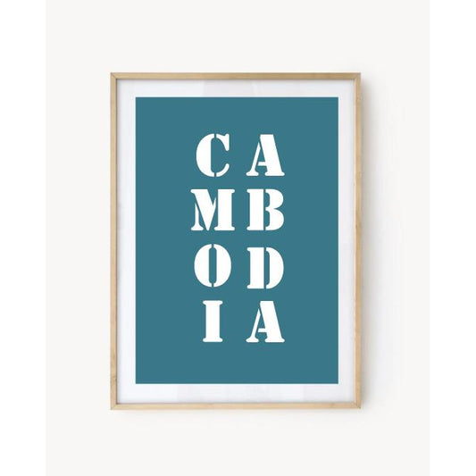 "Cambodia" poster - Turquoise Blue