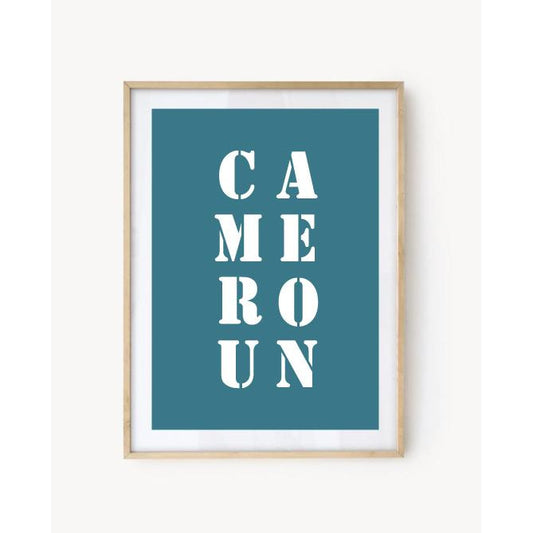 Affiche "Cameroun" bleu turquoise