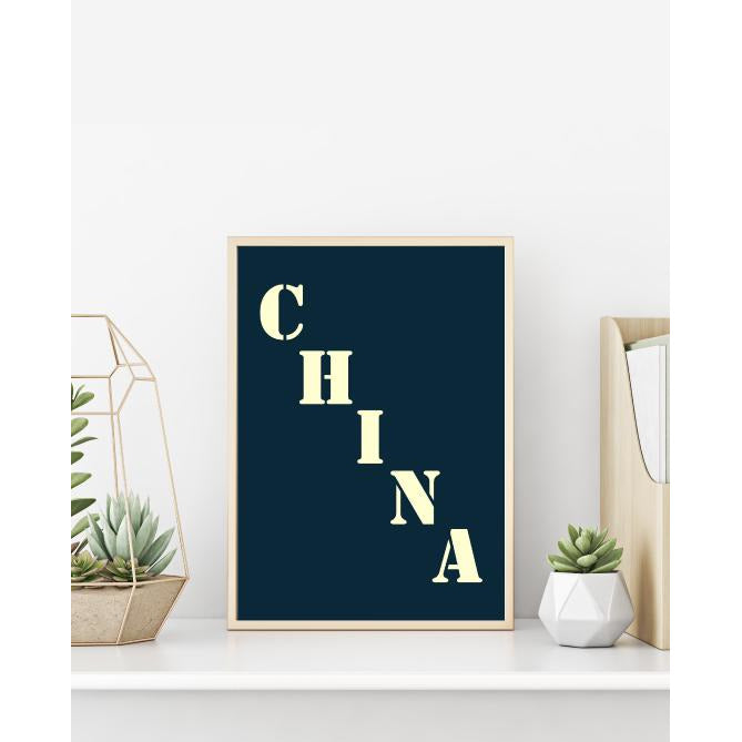 Affiche "Chine" bleu nuit