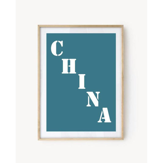 "China" poster - Turquoise blue