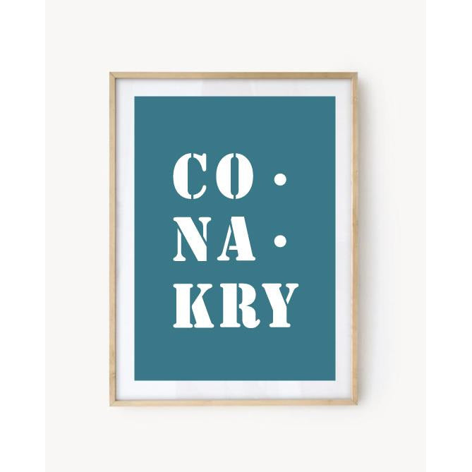 Affiche "Conakry" bleu turquoise