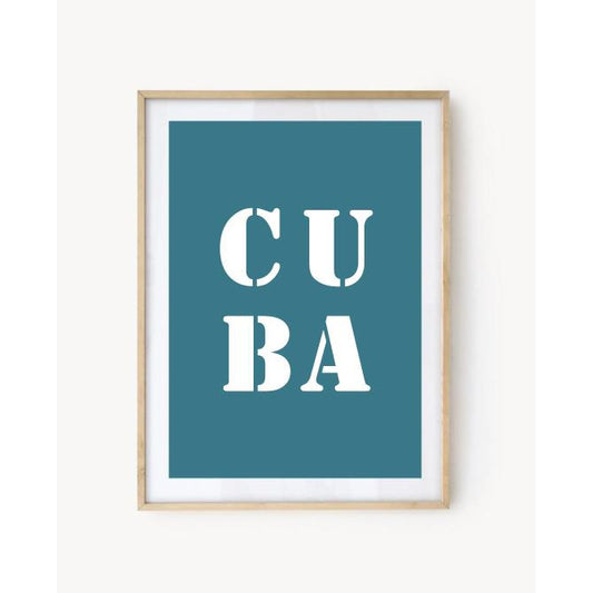 "Cuba" poster - Turquoise Blue