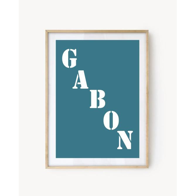 Affiche "Gabon" bleu turquoise