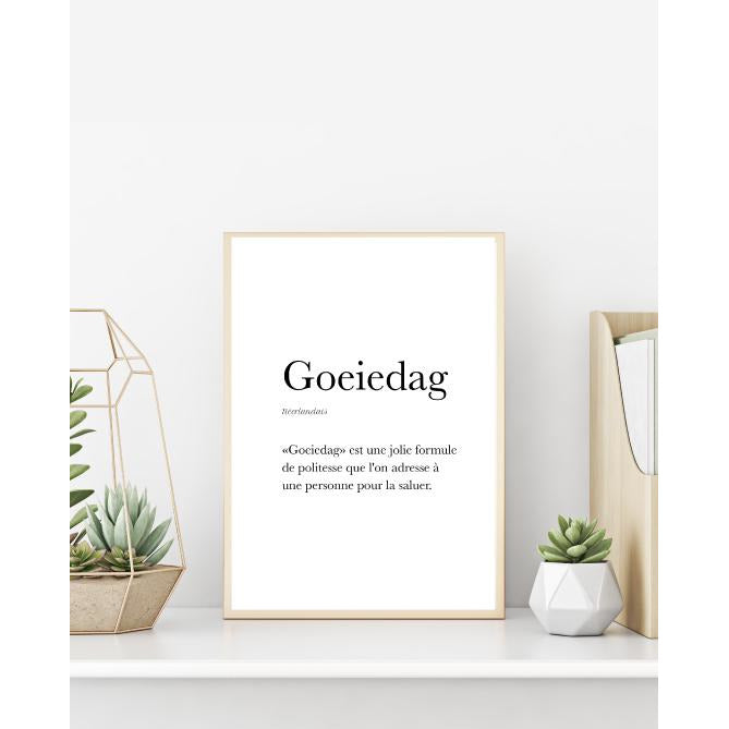 Affiche Bonjour en Néerlandais - "Goeiedag"