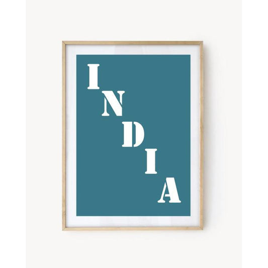 India" poster - Turquoise Blue