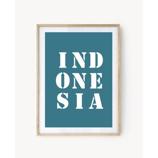 "Indonesia" poster - Turquoise Blue