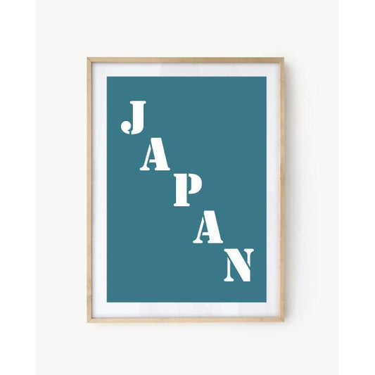 "Japan" travel poster - Turquoise Blue